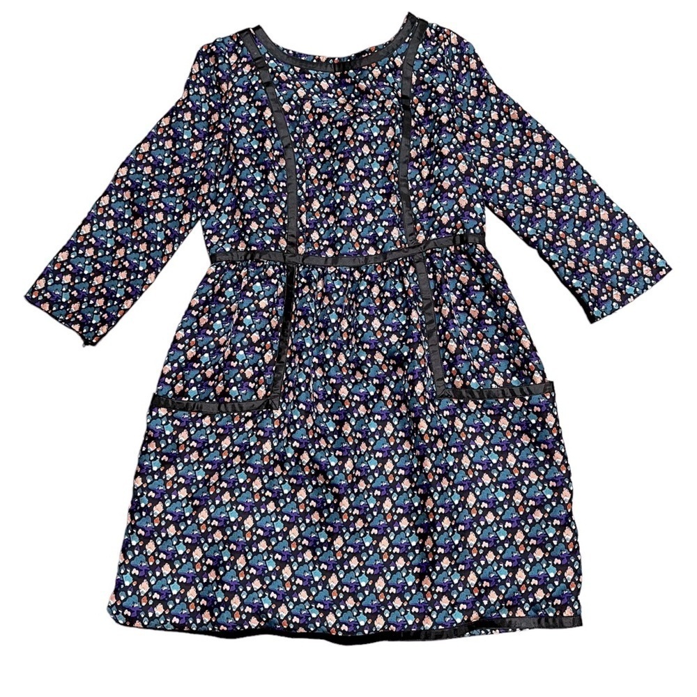 SEE BY CHLOE 100% Silk 3/4 Sleeve Peasant Babydoll Dress Size 2